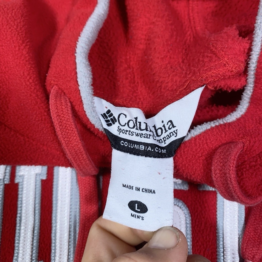 VTG Ohio State Buckeyes Hoodie Fleece Columbia Men's L Red Pullover Pockets - Picture 6 of 11